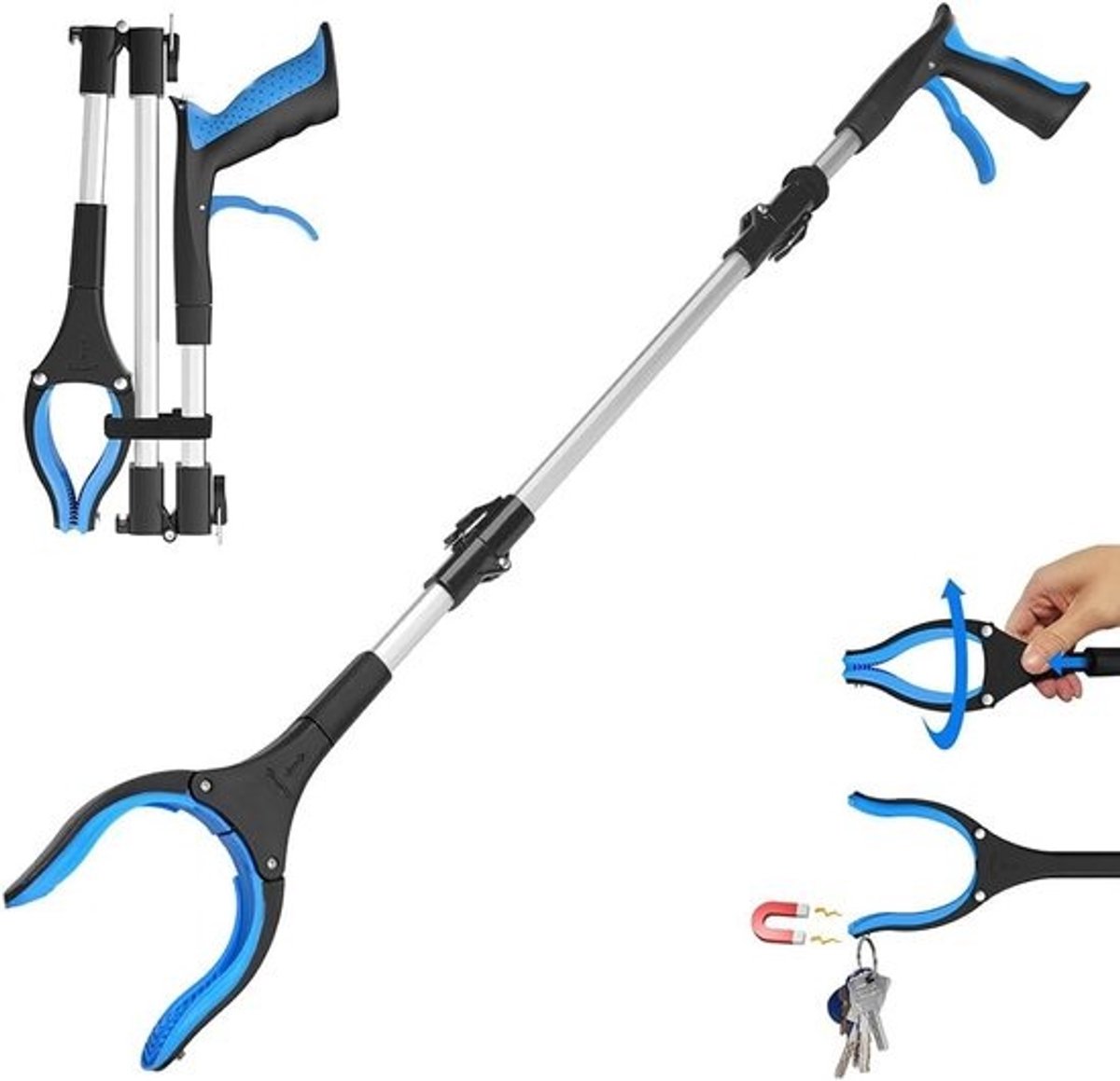 Extra Lange Grijptang met Magneetpunten en Draaibare Kop voor Senioren - 91 cm