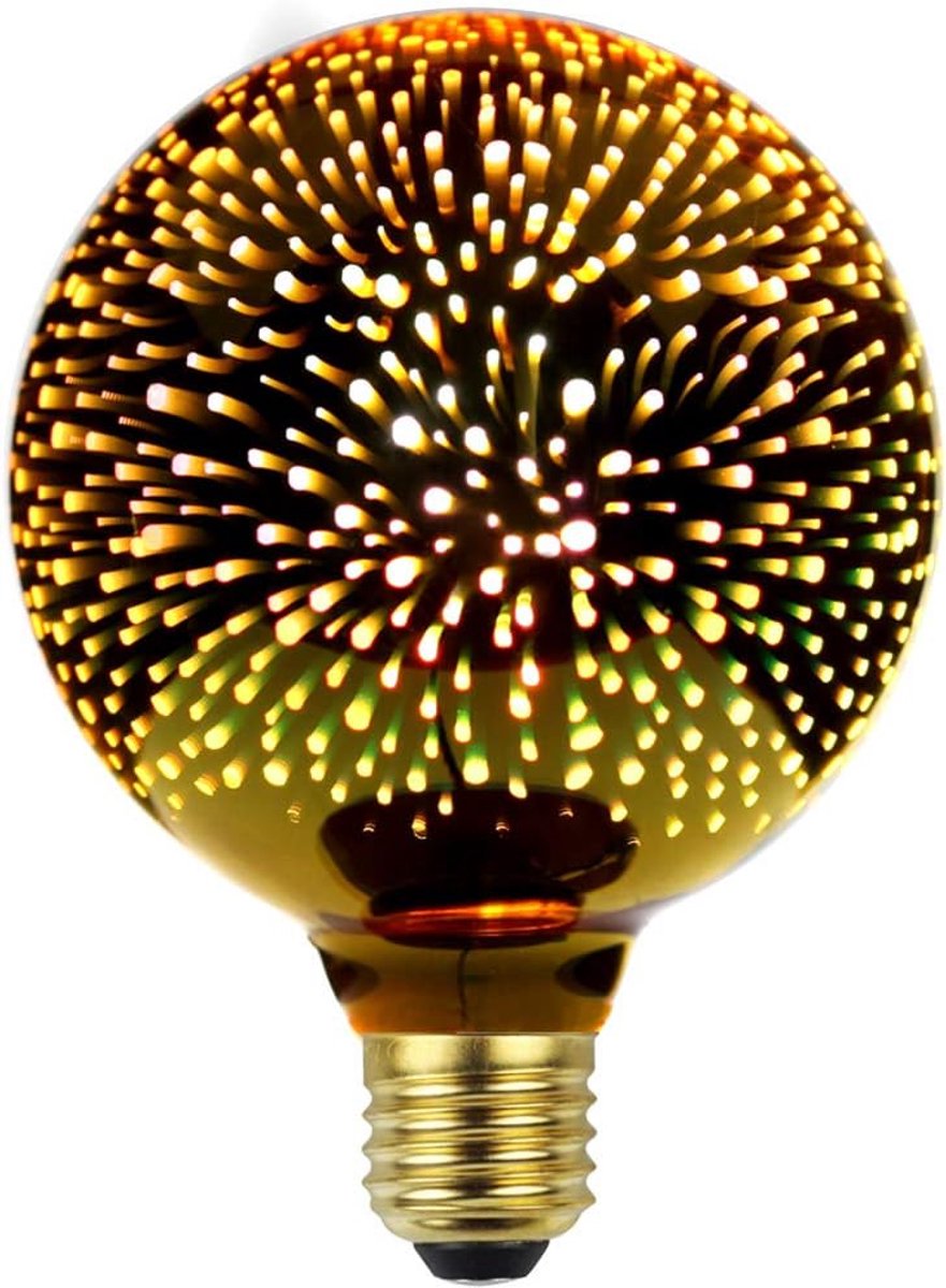 Edison 3D-gloeilamp met vuurwerklook, LED-lichtbron, AC85-240 V, E27, decoratieve gloeilamp (G95, goud)