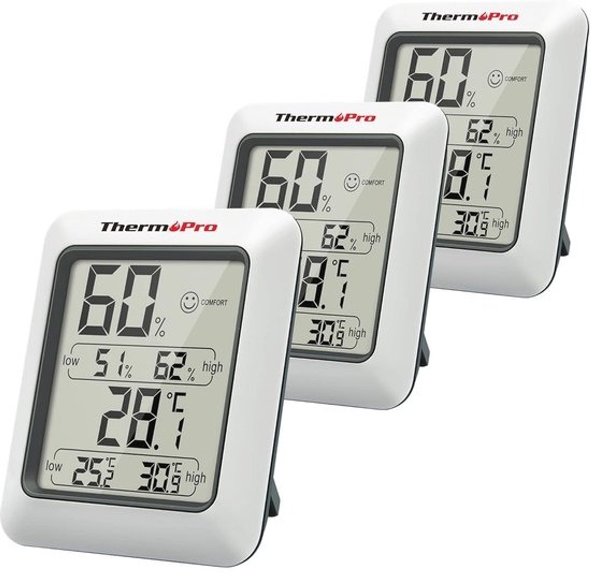 Digitale Thermohygrometer Set voor Binnengebruik - 3-in-1 Temperatuur en Luchtvochtigheidsmeter voor Optimale Klimaatcontrole