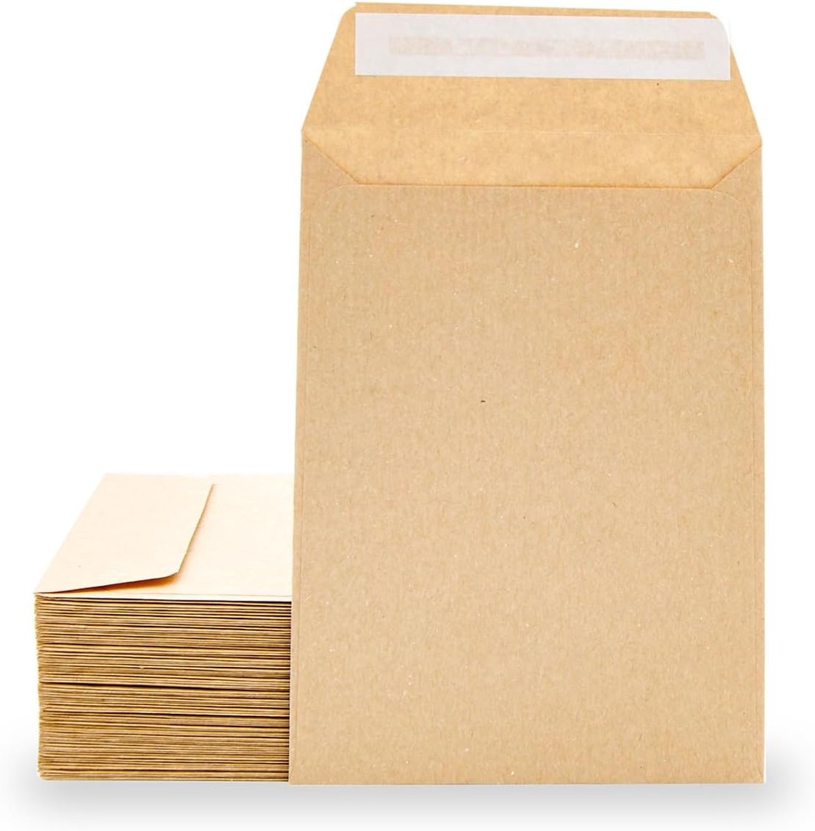 Kraftpapieren enveloppen met siliconen strips voor uitnodigingen of gastgeschenkzakjes, voor bruiloften, communie, doop, enveloppen voor sieraden of zaden (200 enveloppen, 100 x 145 mm)