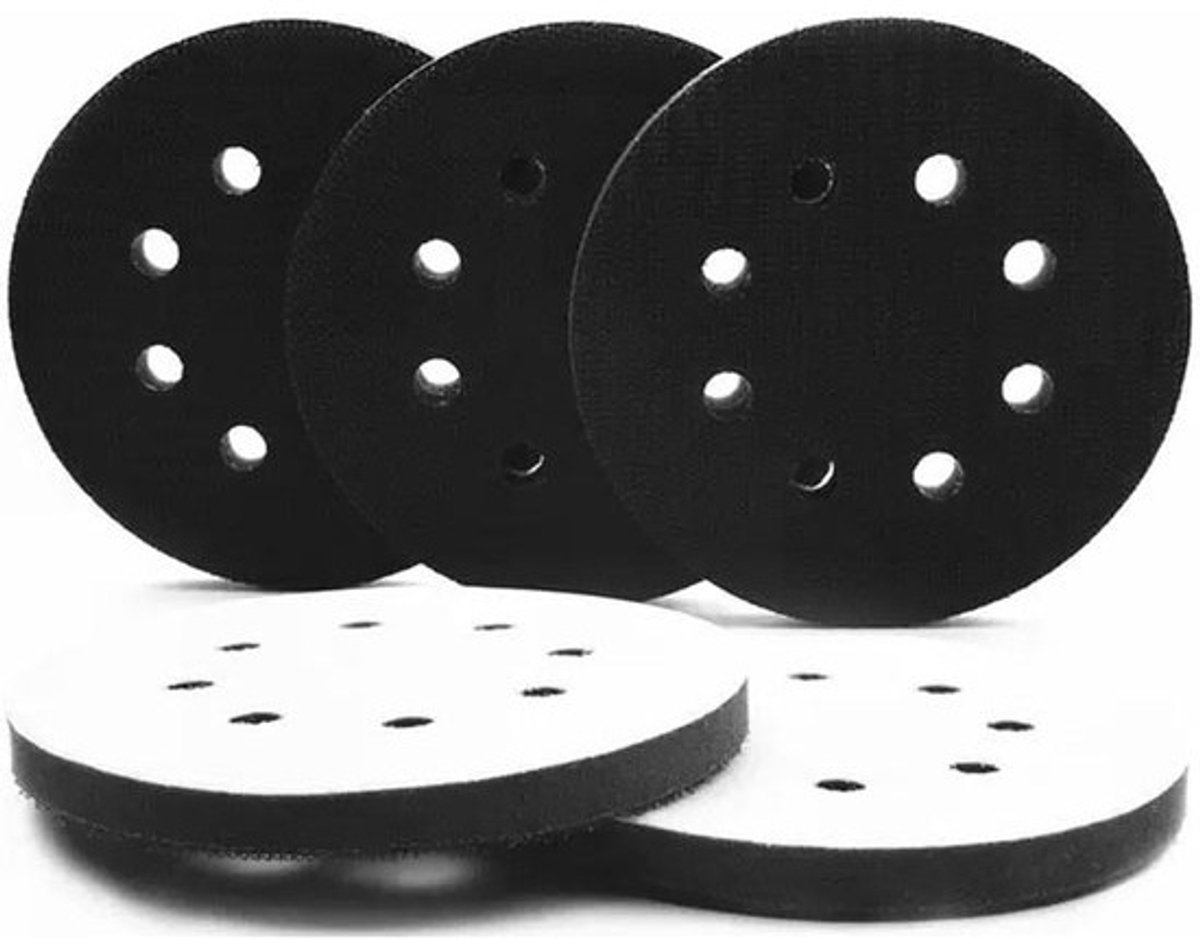Dailygoods - Set van 4 Soft Sponge Schuurpads - 125mm - Schokabsorberend - Geluidsreductie - Ideaal voor Schuren - Geschikt voor Pneumatische en Elekt...