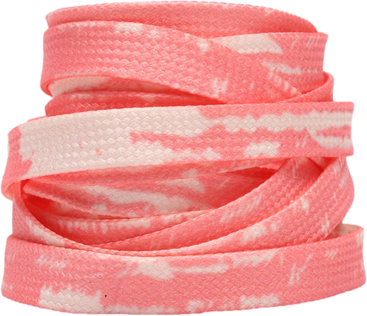 2 Paren 9MM Breed Tie Dye Gekleurde Platte Schoenveters voor Sneakers Canvas Schoenen Hardloopschoenen 100-180CM