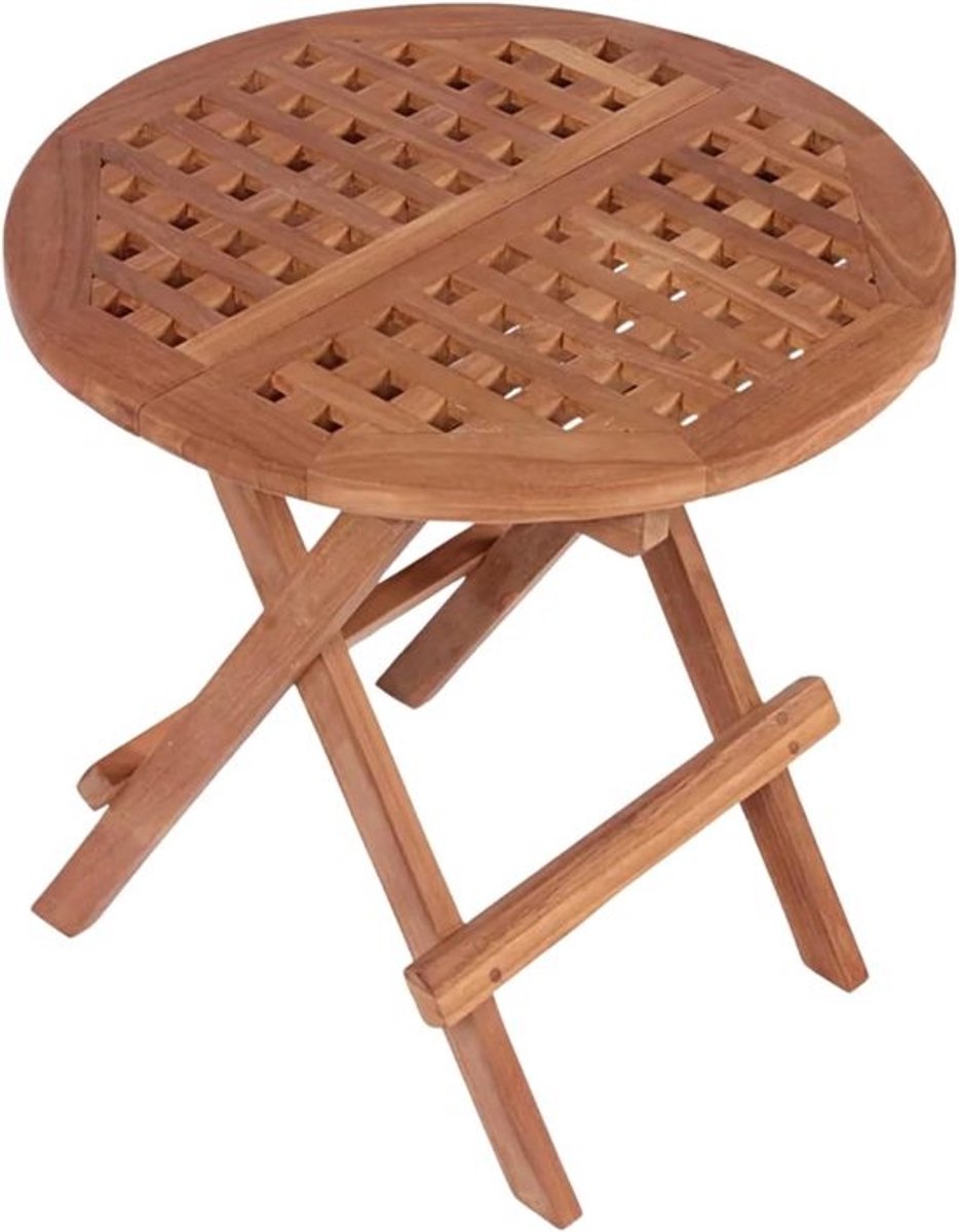 Ronde Teak Bijzettafel voor Tuin en Balkon - 50 x 50 x 51 cm