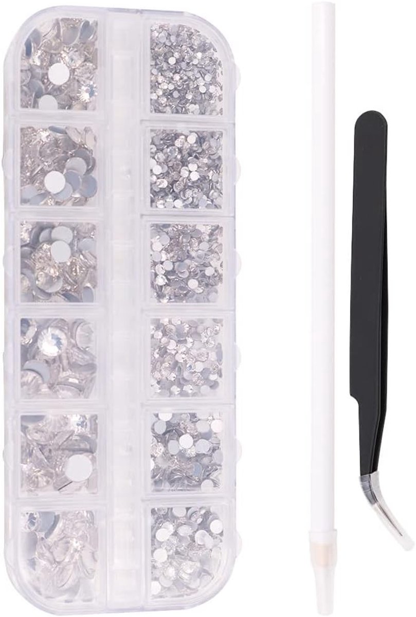 Ronde Crystal Rhinestone Flatback Gems voor Creatieve Projecten - Mix van 6 Maten met Pincet en Pen voor Handwerk
