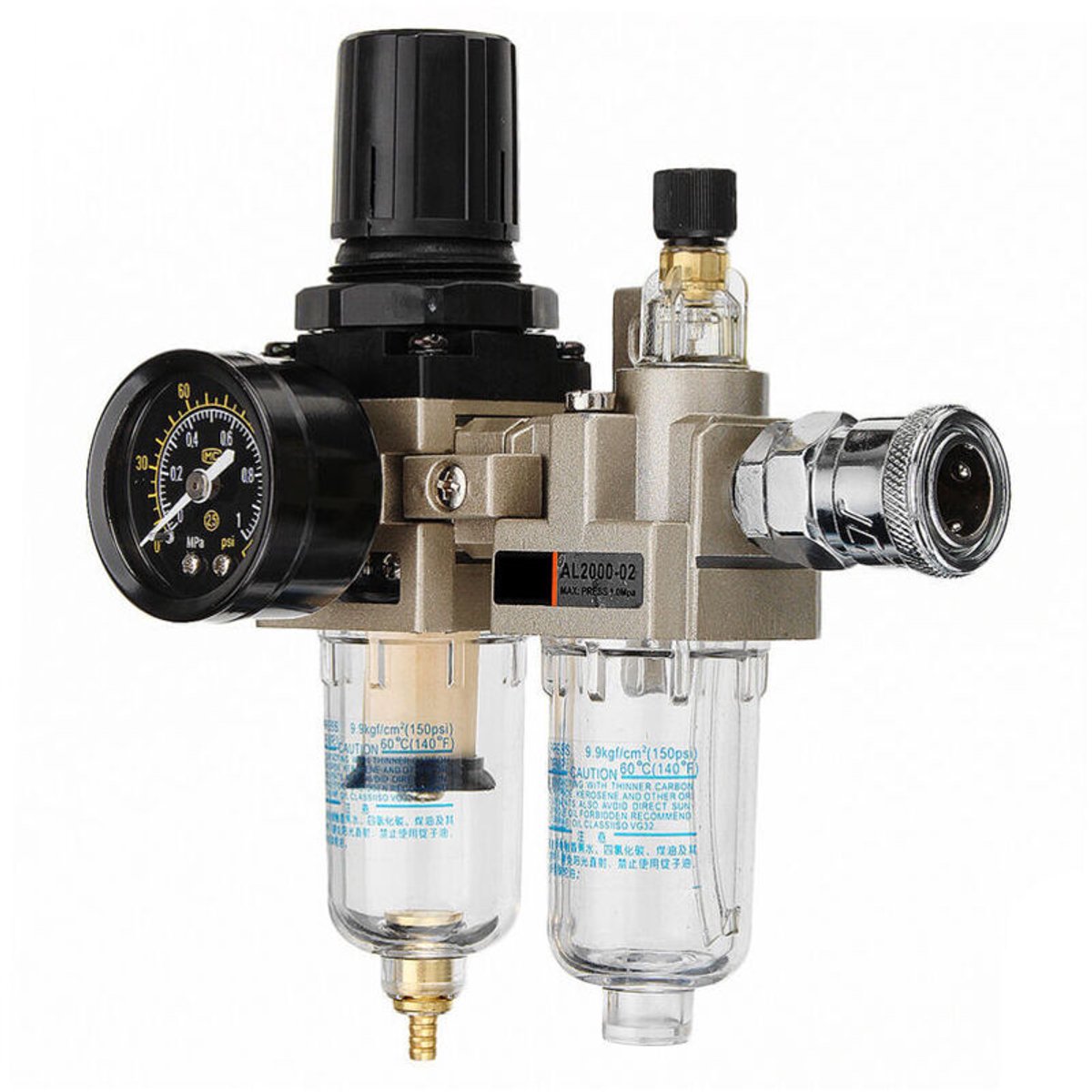 Handmatige pneumatische luchtdrukregelaar geschikt voor compressor olie-waterafscheider 150 Psi AL2000-02 AW2000-02