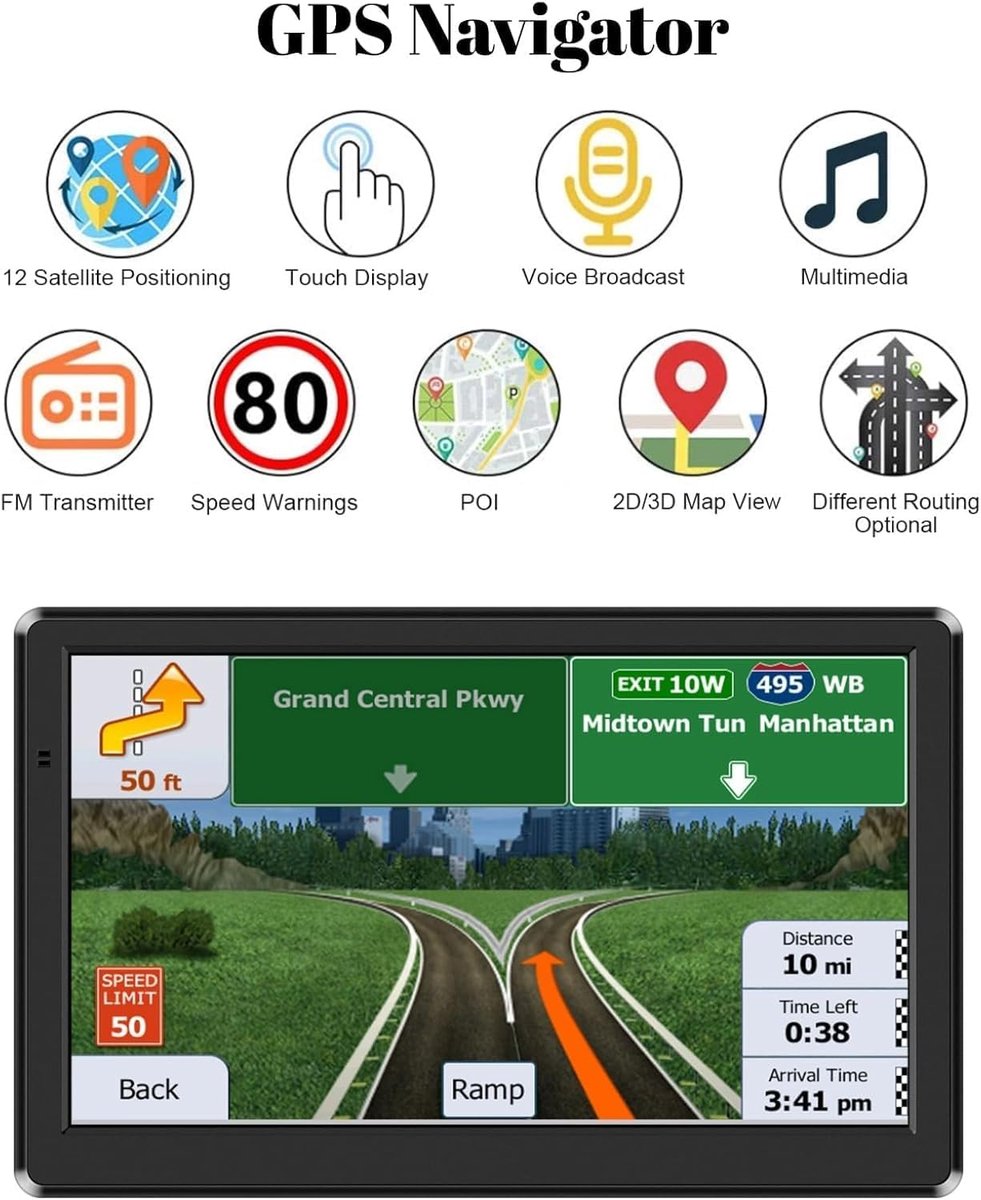 Navigatiesysteem 2026 met nieuwe kaarten voor VK en Europa, touchscreen-gps voor de auto, ondersteuning voor gesproken afslag-voor-afslagbegeleiding, waarschuwingen voor snelheid en roodlichtcamera's, en aangepaste vrachtwagenroutes (7 inch) – foto 8