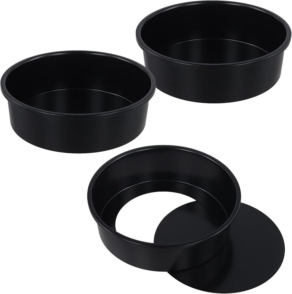 Set van 3 ronde cakevormen van 20 cm, anti-aanbak koolstofstaal, met verwijderbare bodem voor bakken, bruiloften en feesten