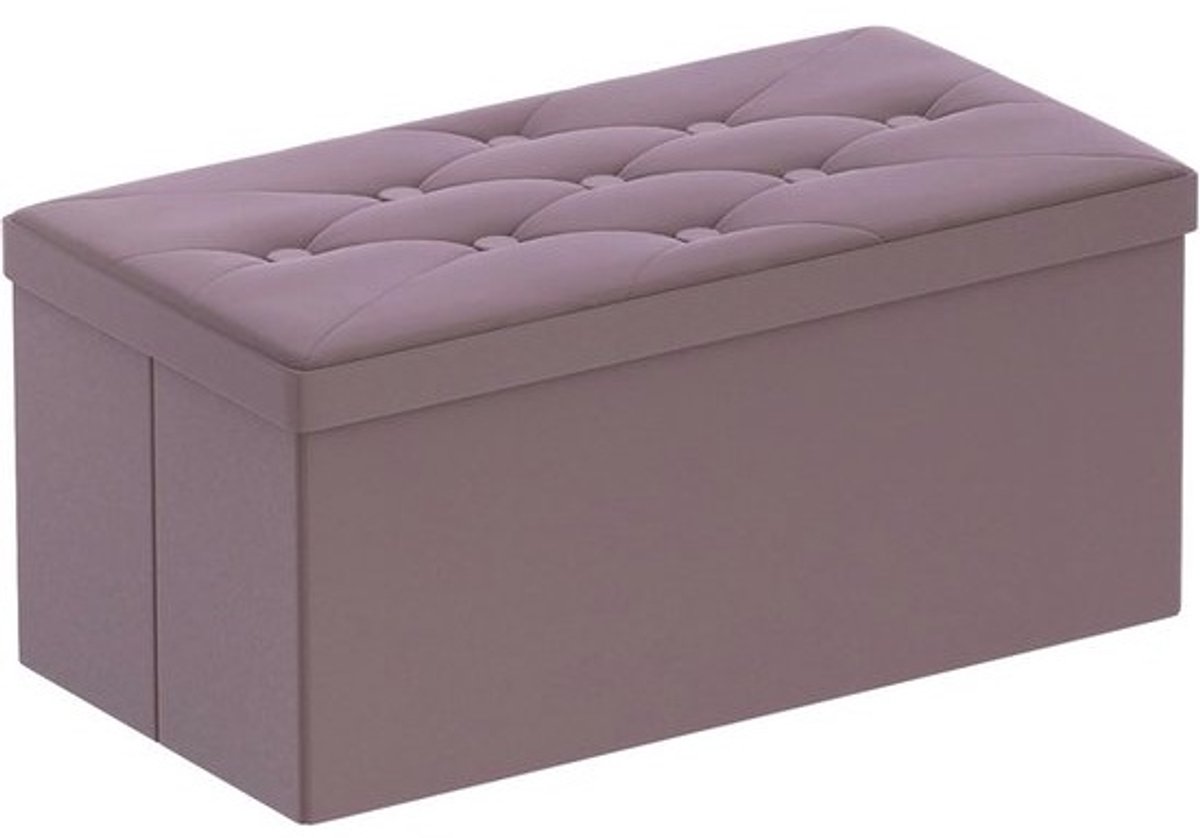 Opvouwbare Zitbank met Opbergruimte - Multifunctionele Fluwelen Kruik voor Woonkamer, Slaapkamer, Hal - 80 x 40 x 40 cm (Lichtpaars)