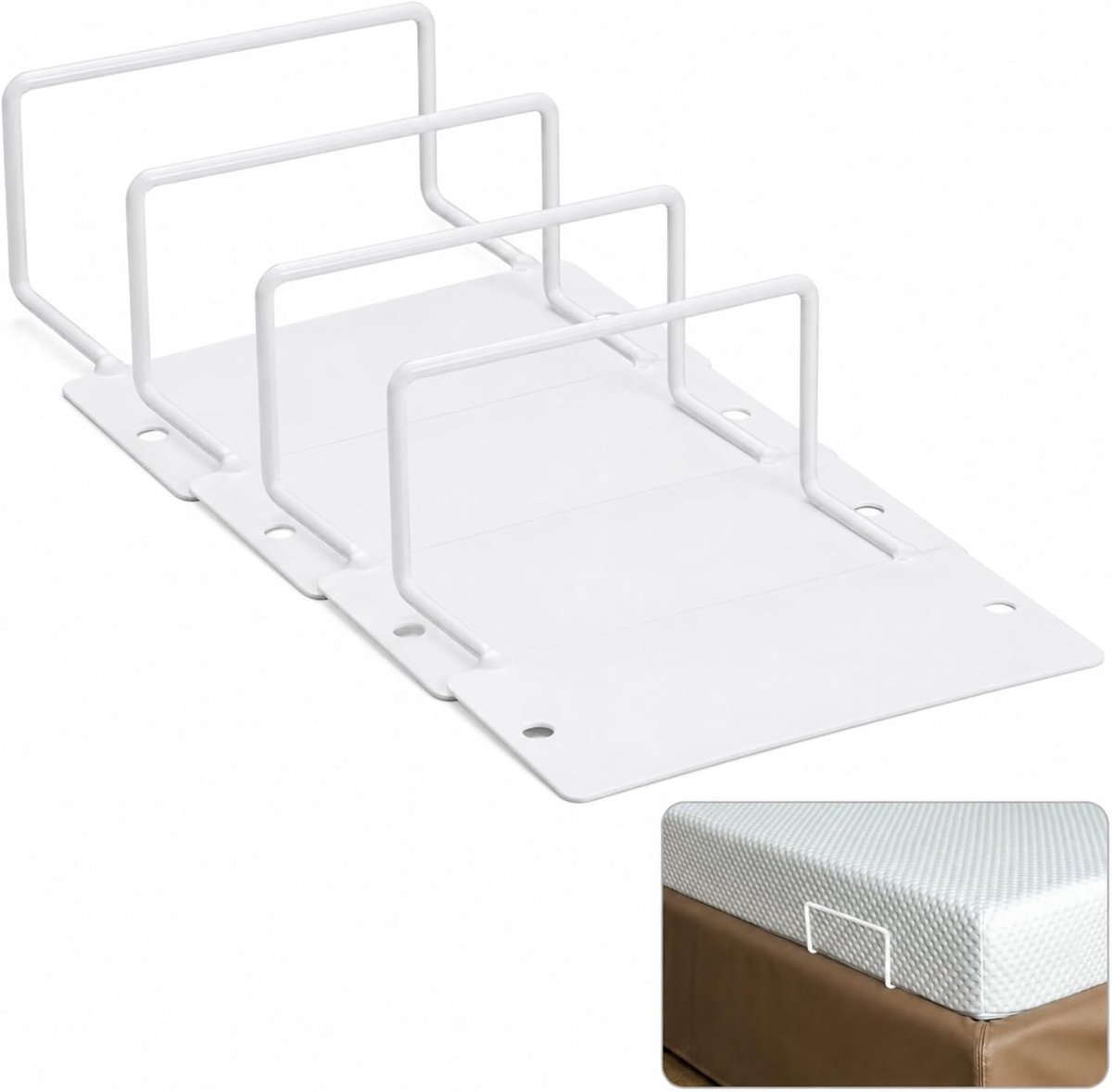 4 stuks matrashouder, matrasbevestiging tegen wegglijden met dubbelzijdig plakband en schroeven, antislip matrasbeugel voor bedpanelen, tatami, zweefbedden, wit