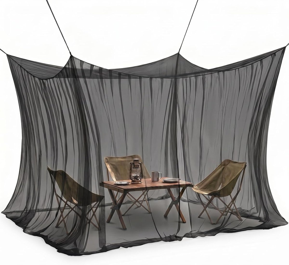 300 x 300 x 250 cm, XXL klamboe outdoor reizen, dubbel bed, reizen, insectennet, draagbare gesloten campingtent, outdoor insectenbescherming voor paviljoen, tuin, balkon, terras (zwart)