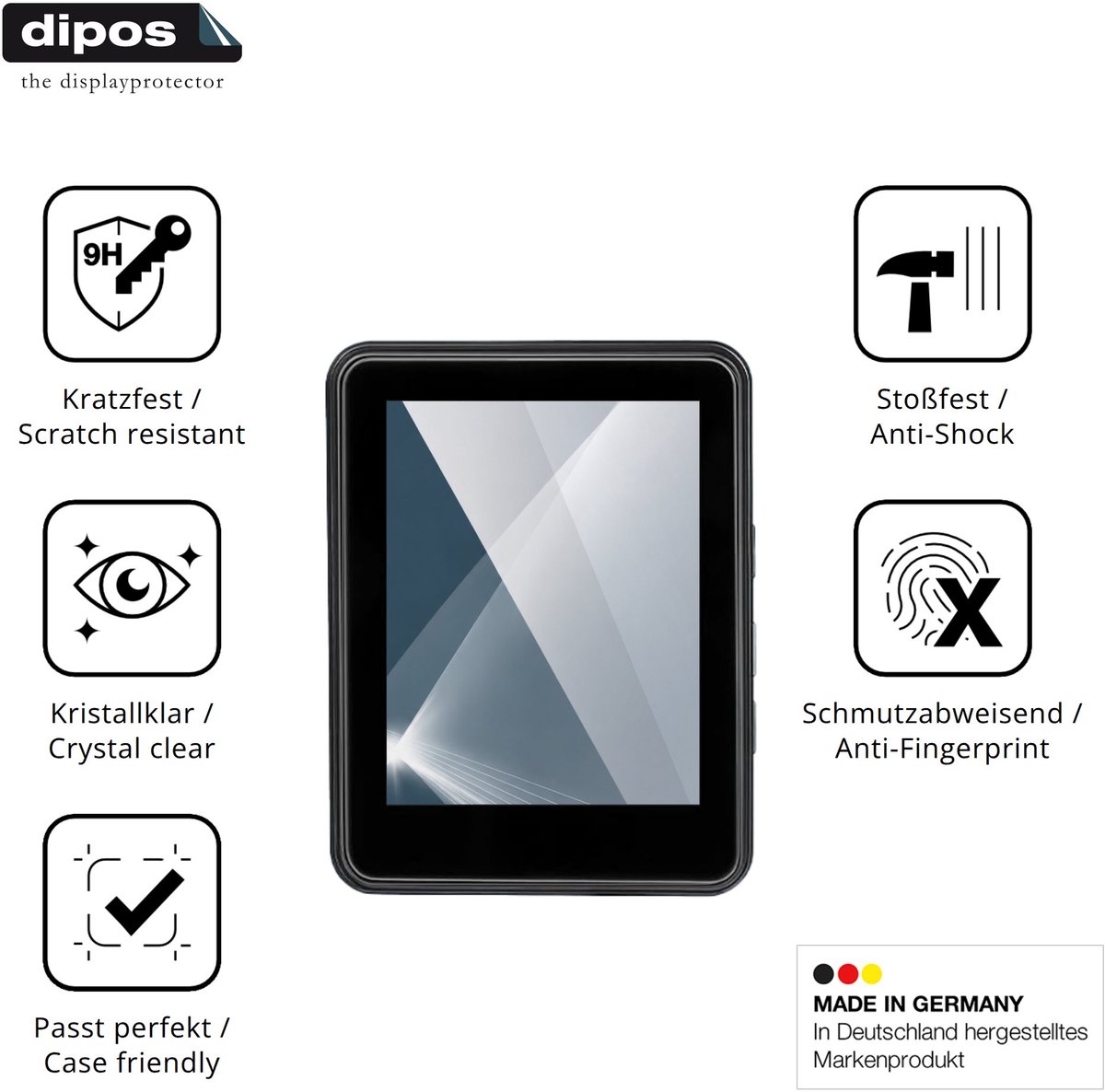 dipos – 2x Pantserfolie geschikt voor Joueainou MP3-16 | 9H Screenprotector