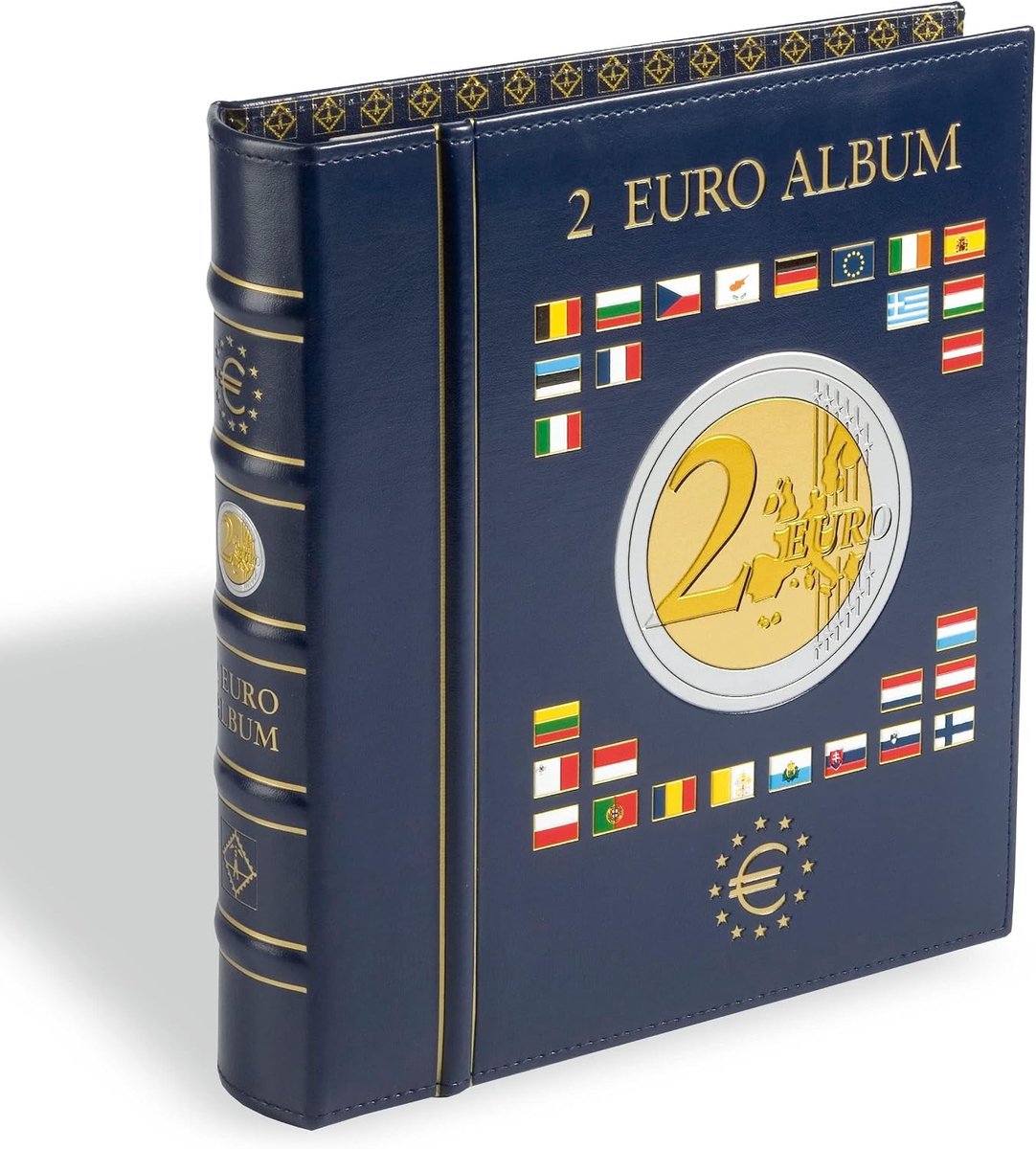 Munten verzamelalbum - Blauw - Optima-formaat - Kunstleren omslag - Voor 2 euro munten