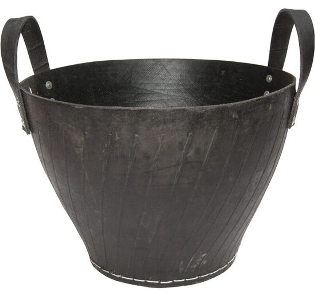 Houten mand - Brandhoutmand - Haardhout Opslag - Gerecyclede banden - 36 cm hoog - Zwart