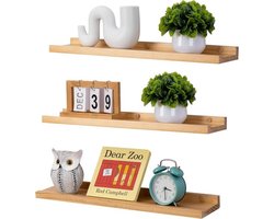 Gieanoo Drijvende planken, wandplanken, set van 3 massief grenen, 60 cm, houten planken, rustieke afbeelding, heuvelplank met lipdisplay, plank voor woonkamer, keuken, slaapkamer, naturel