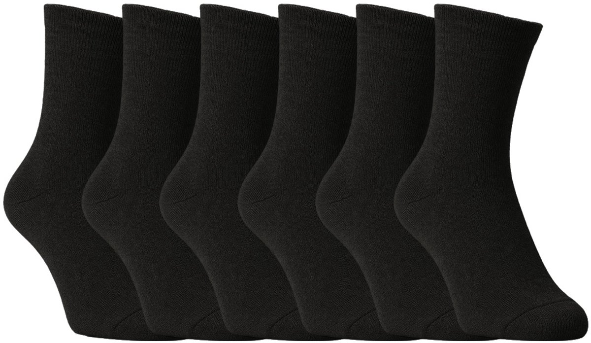12 Paar - Extra Wijde Sokken - Drukvrije Boord - Voordeelpakket - Socks4fun - Zwart