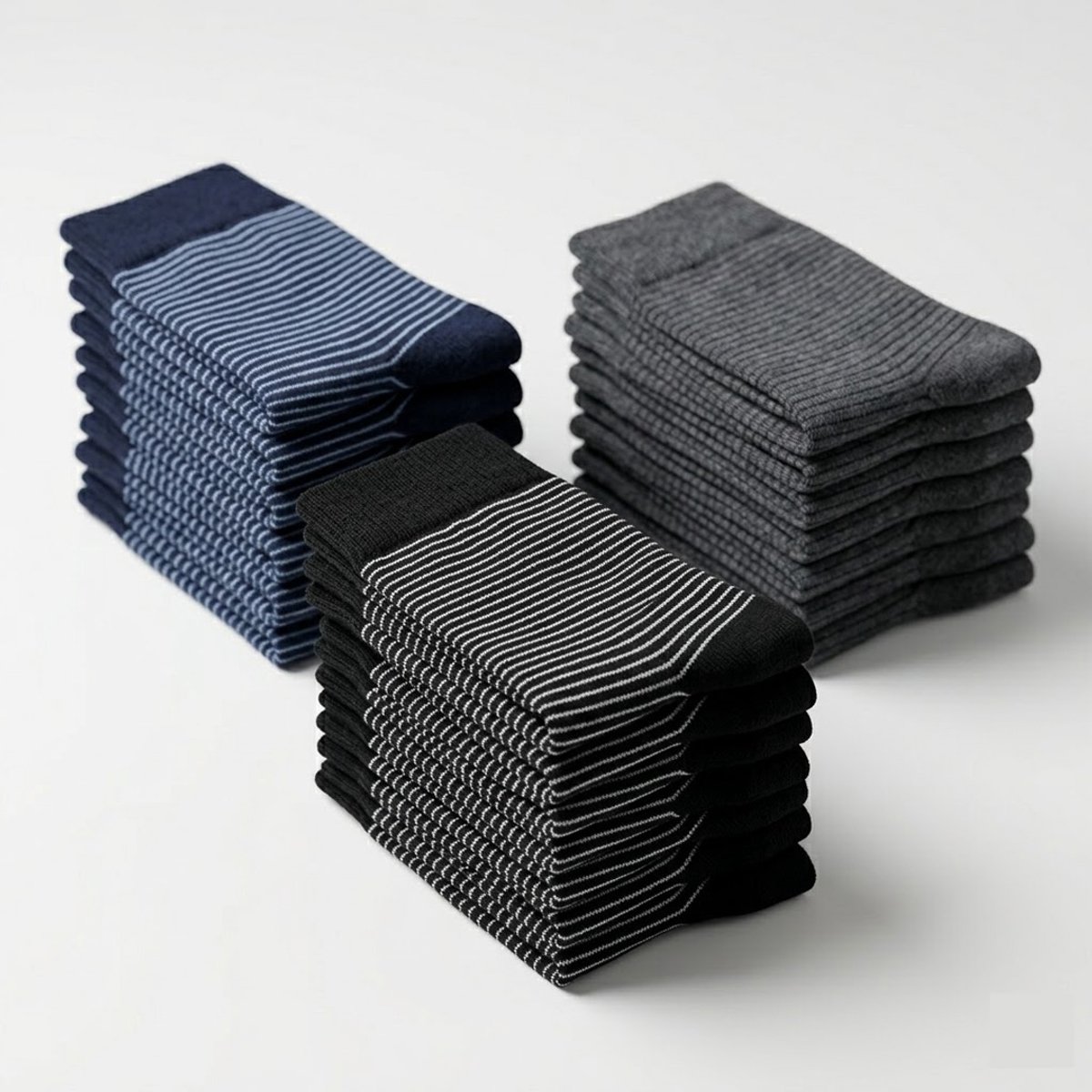 24 Paar – Gianvaglia – Gestreepte Herensokken – Blauw & Grijs – Nette Sokken – Katoen
