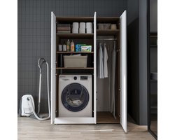 Roomart DORA-II Wasmachine Ombouwkast 115x186 cm - Wit Eiken