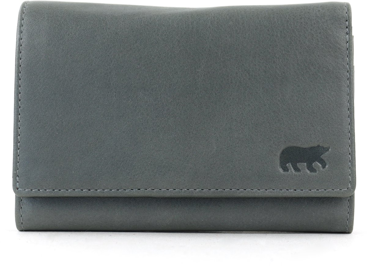 Bear Design Sweety Leren Overslagportemonnee - Charcoal