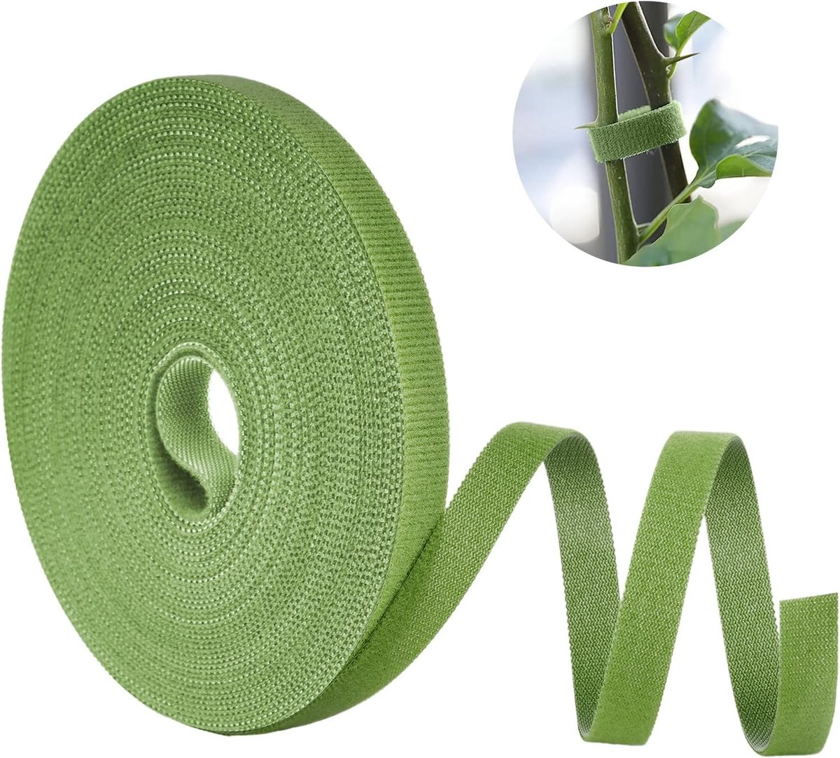 Duurzame Tuin Tape, 15m x 10mm Groene Zelfklevende Kabelbinders, Herbruikbaar voor Klimplanten, Kabelbeheer en Tuinprojecten