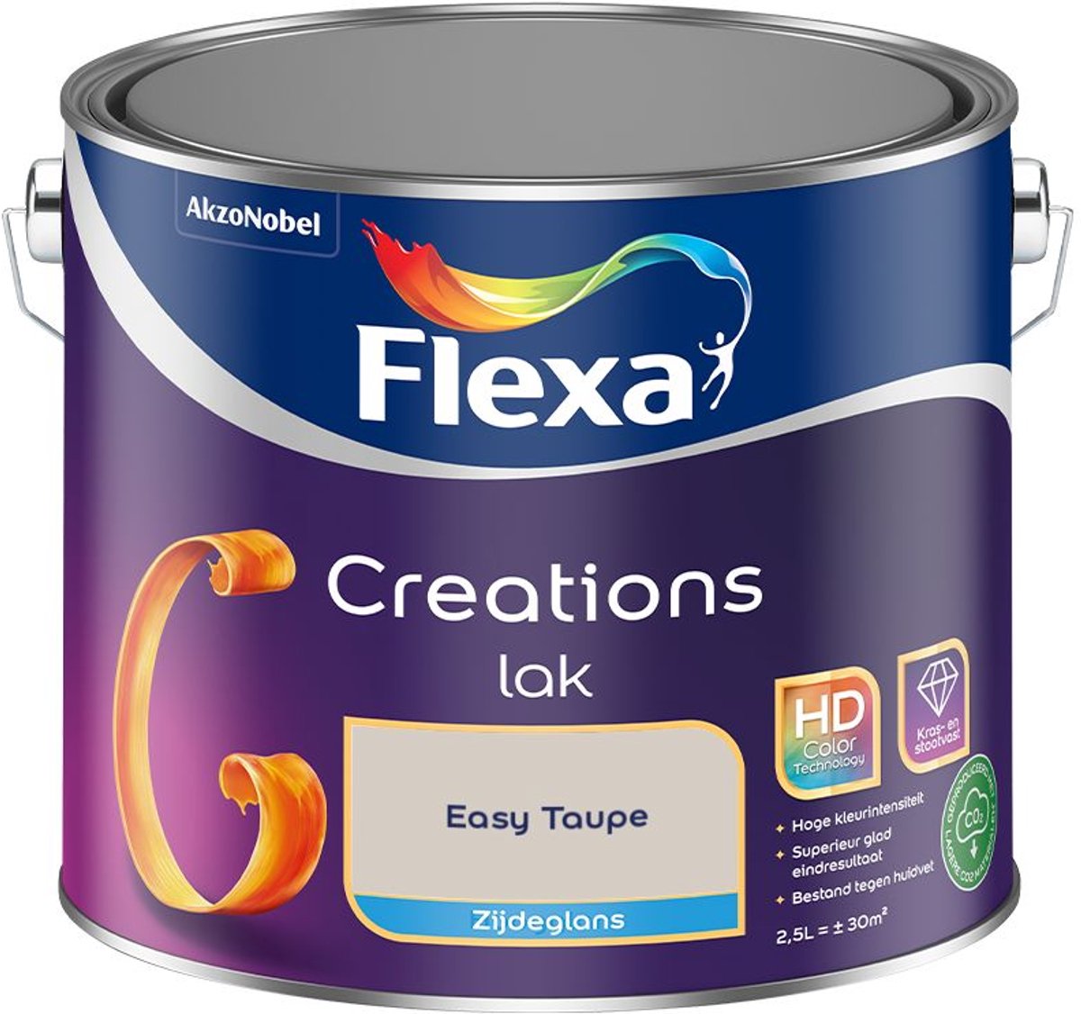 Flexa - Creations Lak Zijdeglans - Easy Taupe - 2,5 L - Kleur Van Het Jaar 2027