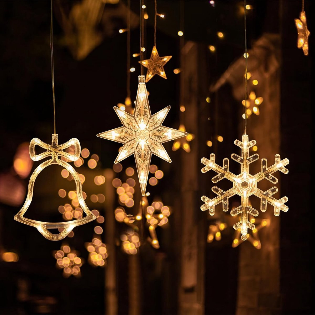 Kerstverlichting raam - Warmwit - 20 cm - Kunststof LED Raamdecoratie met Zuignappen - Voor Binnengebruik