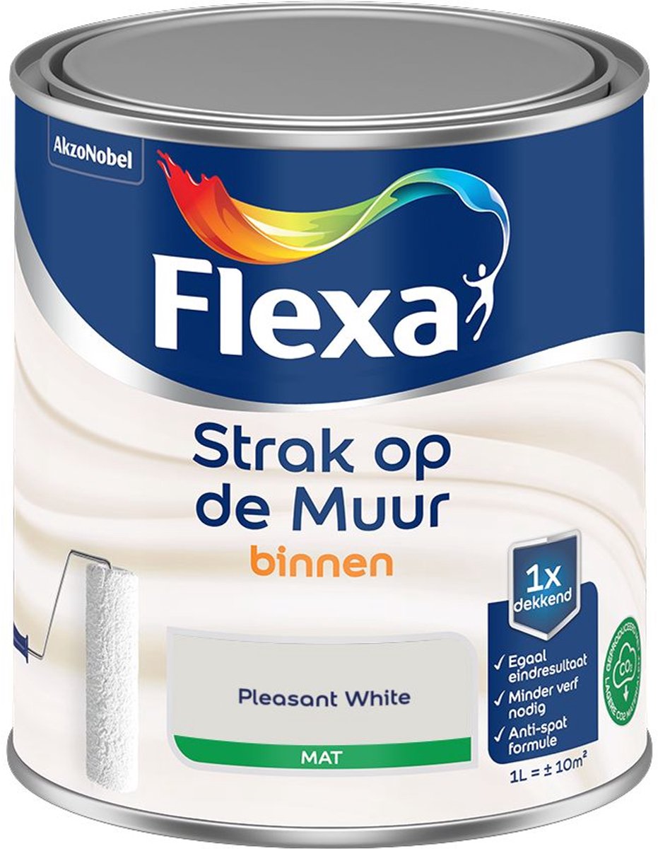 Flexa - Strak Op De Muur Binnen Mat - Pleasant White - 1 L - Kleur Van Het Jaar 2027