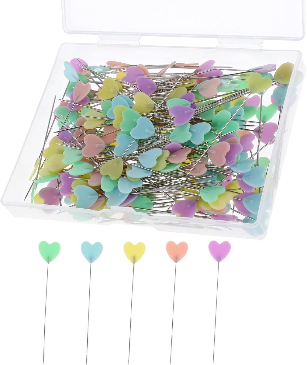 200 stuks spelden met kop lang 5,14 inch veelkleurige steeknaalden naaien liefde hartvormige hoofdpinnen quilten handwerk knutselen