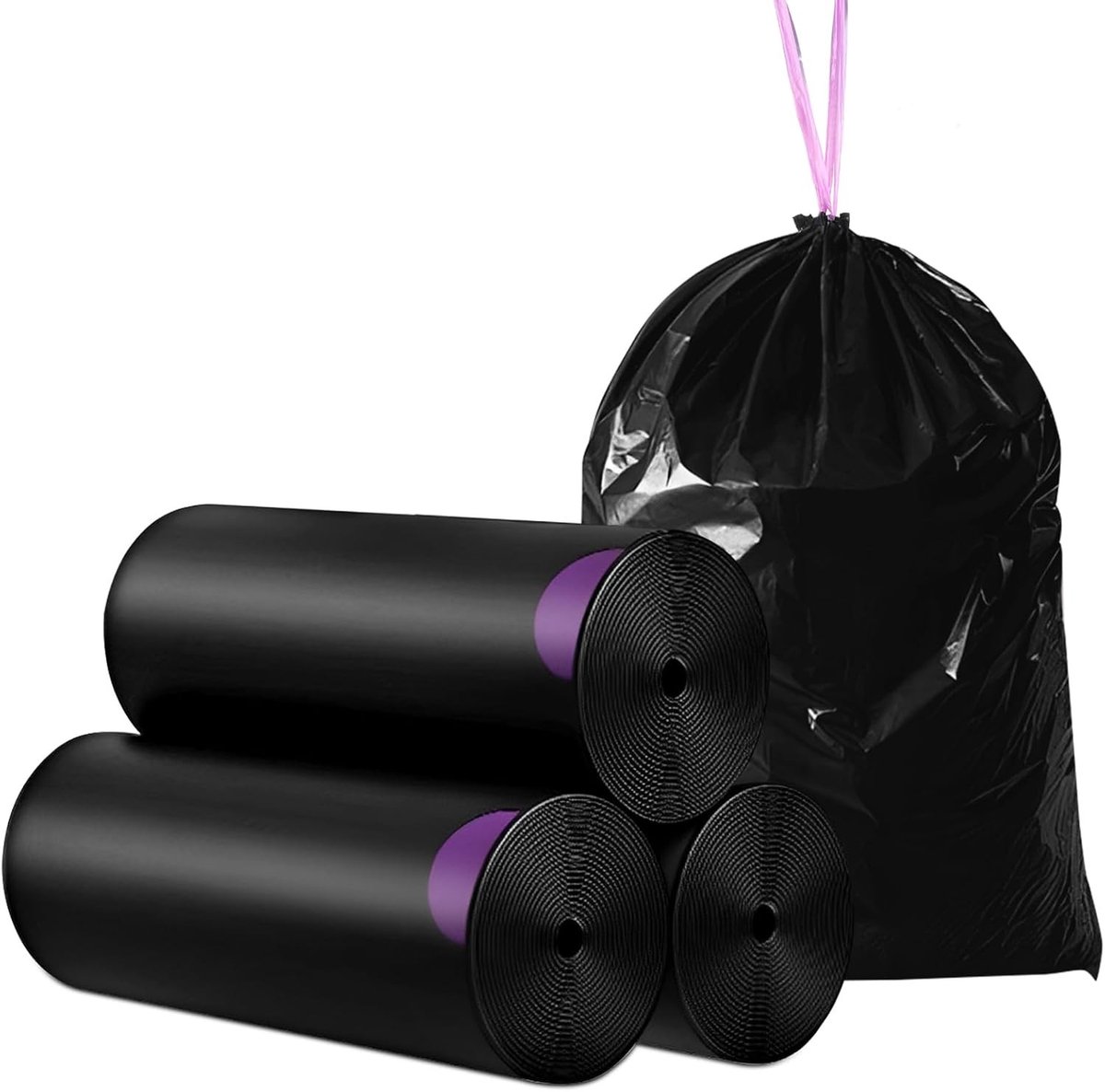 Pack van 261 Afvalzakken met Treksluiting, 25 - 35 L, Zwart, Scheurvaste Huishoudelijke en Tuin Afvalzakken, 55 x 59 cm (9 Rollen)
