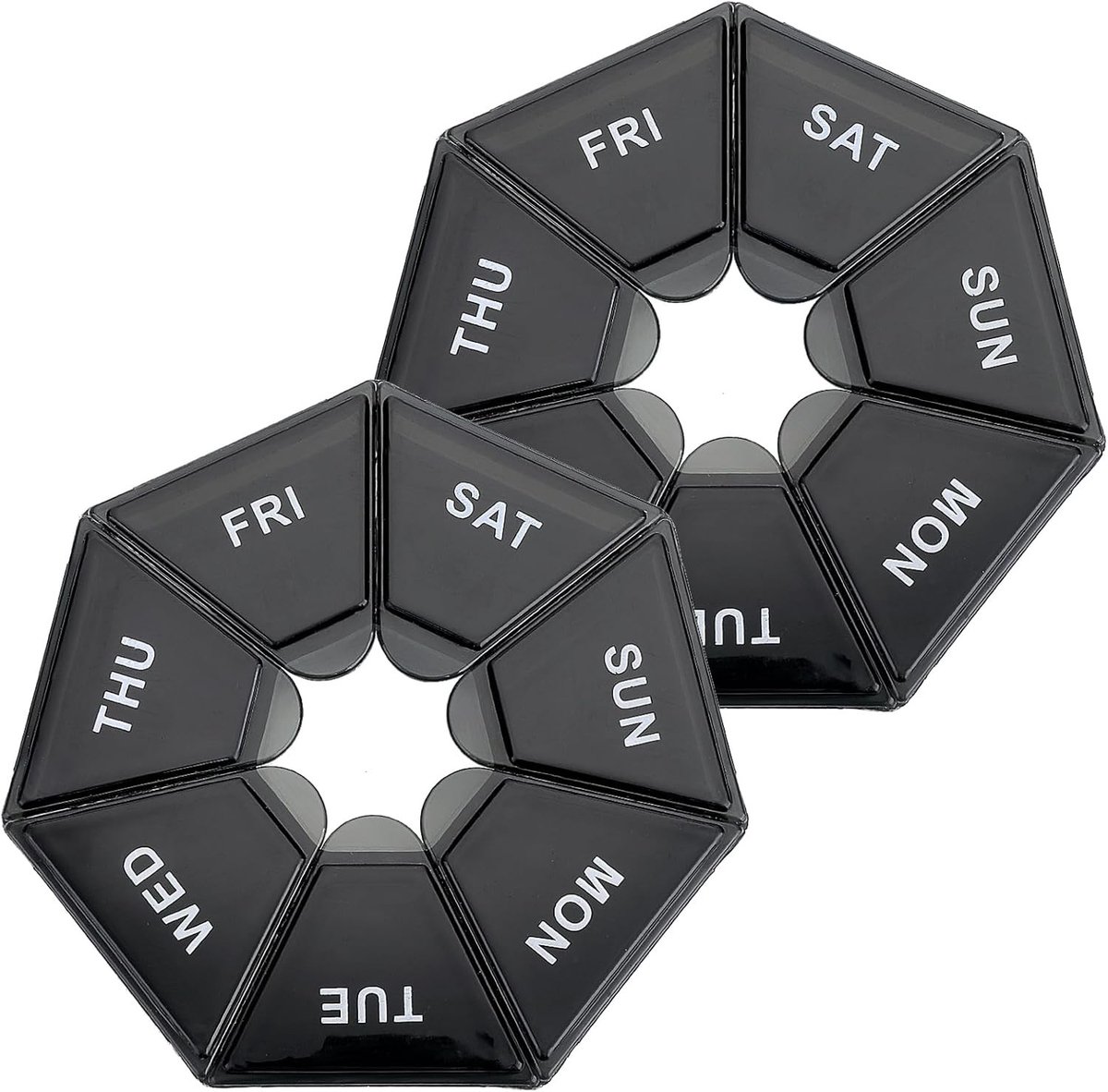 7 Dagen Medicijnen Organizer, 2 Stuks Pillendoos, Handige Reis Pillenhouder voor Vitaminen en Supplementen, Compact en Draagbaar voor in de Zak of Portemonnee