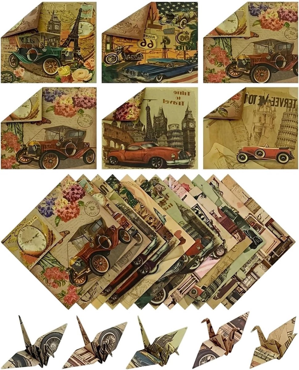 Vouwpapier voor Origami, 50 Vellen, Creatief Knutselen, Retro Kraft, Handgemaakt, 15 x 15 cm, Perfect voor Scrapbooking en Papercraft