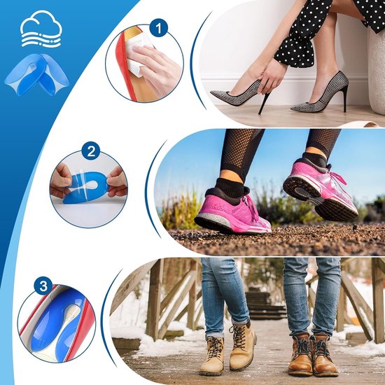 Comfortabele inlegzolen voor hielspoor, gelkussens voor achillespees, beschermende hielpads voor schoenen, unisex ontwerp, ideaal voor dagelijks gebruik. — afbeelding 4