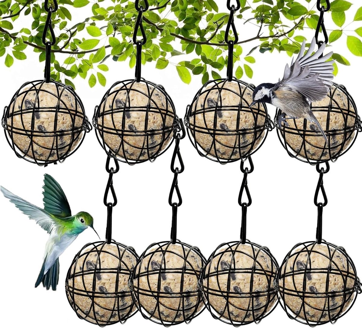 Hanging Bird Feeder Station van Metaal met Haakjes, Ideaal voor Tuin en Vogelvoeding, Geschikt voor Vogels en Vetbollen