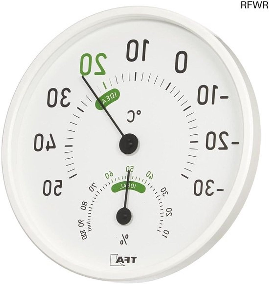 RFWR® Analoge Thermo-hygrometer voor Binnen en Buiten met Comfortzones - 131mm