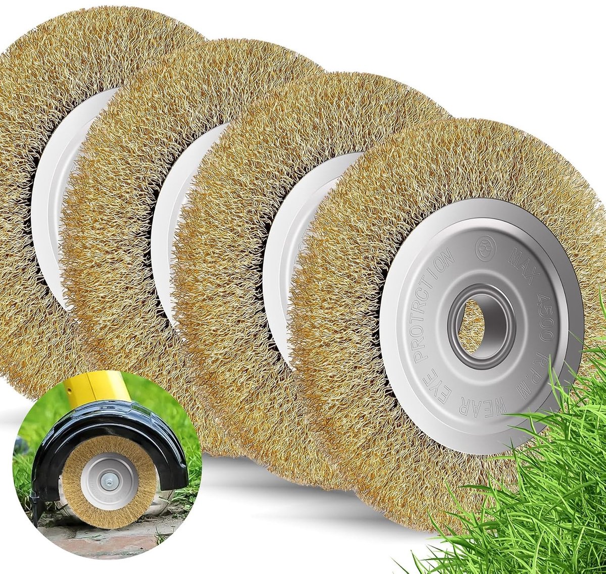 4-delige Borstelset voor Onkruidverwijdering, Geschikt voor Multibrush en Draadborstels, 10 mm Breed, 110 x 16 mm, Ideaal voor het Verwijderen van Onkruid en Mos