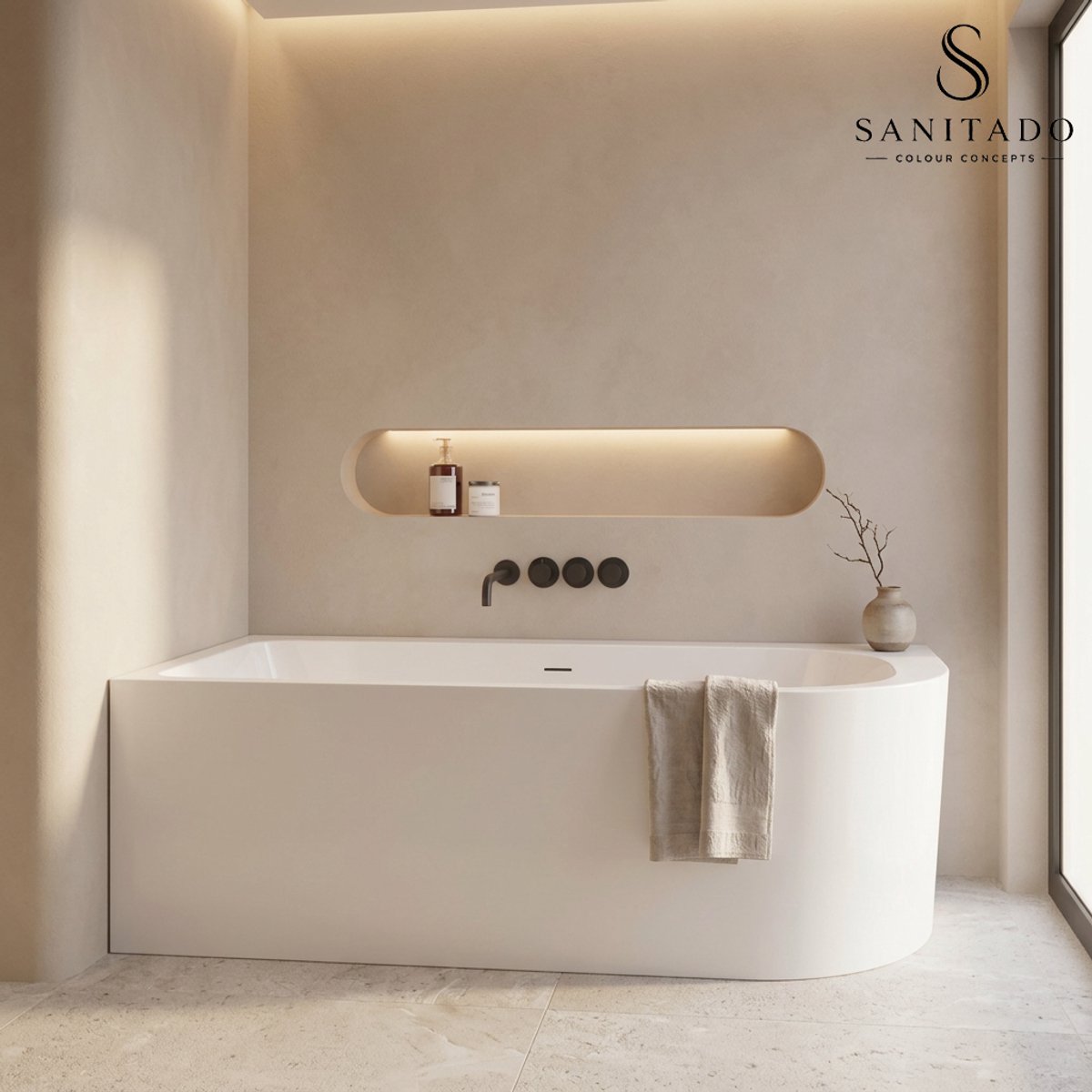Sanitado Elements Living Luxe Hoekbad Links 180x80cm Mat Wit