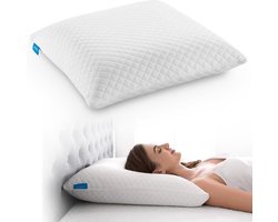 SnelShoppen - Latex-Like Memory Foam Kussen, Neksteun Kussen, Zachte Bench Cushion 56x56cm, Wasbare Ademende Hoes, Ideaal voor Slaapkamer, Bank, Campi
