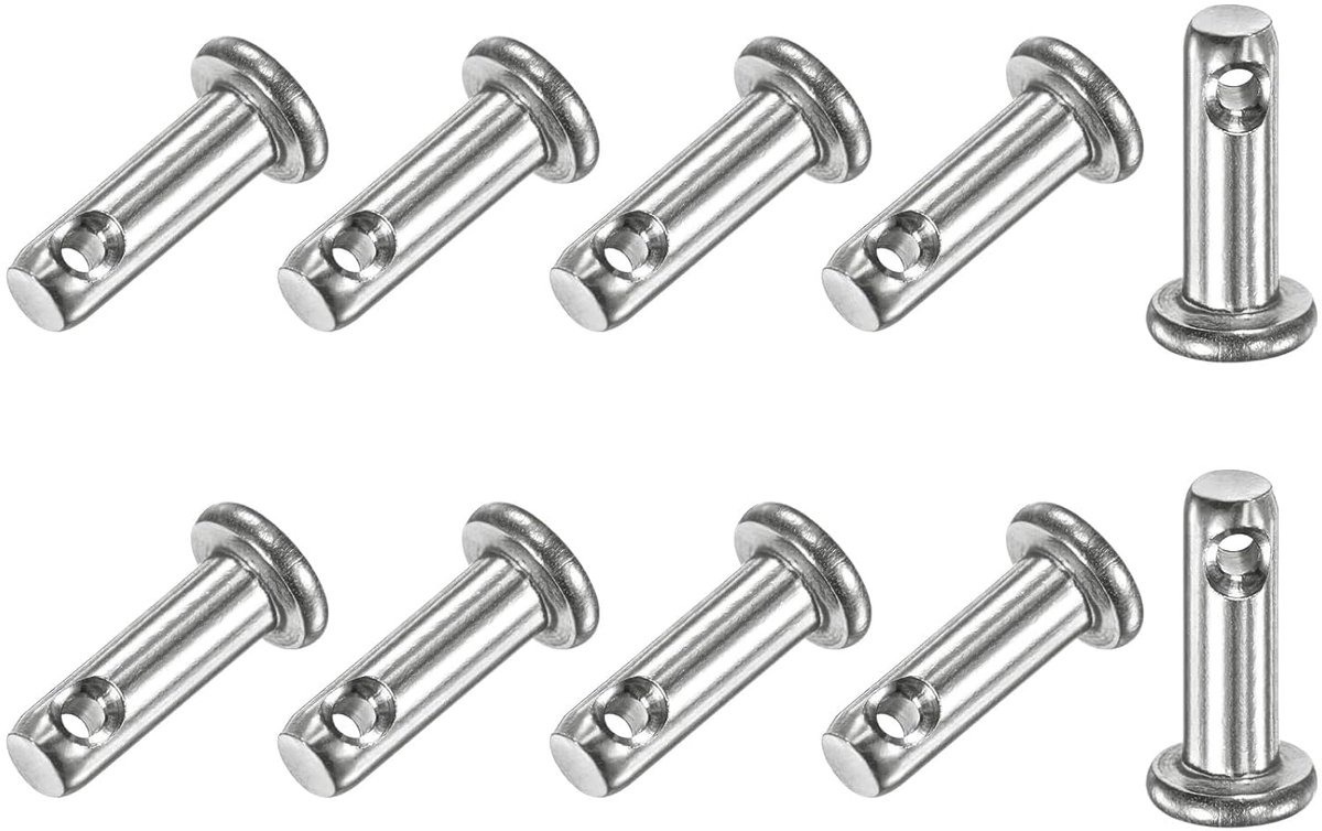METERXITY 10 stuks vorkpennen met één gat, M4 x 12 mm met platte kop van roestvrij staal 304, vaste onderdelen, bootaccessoires, scharnierpennen