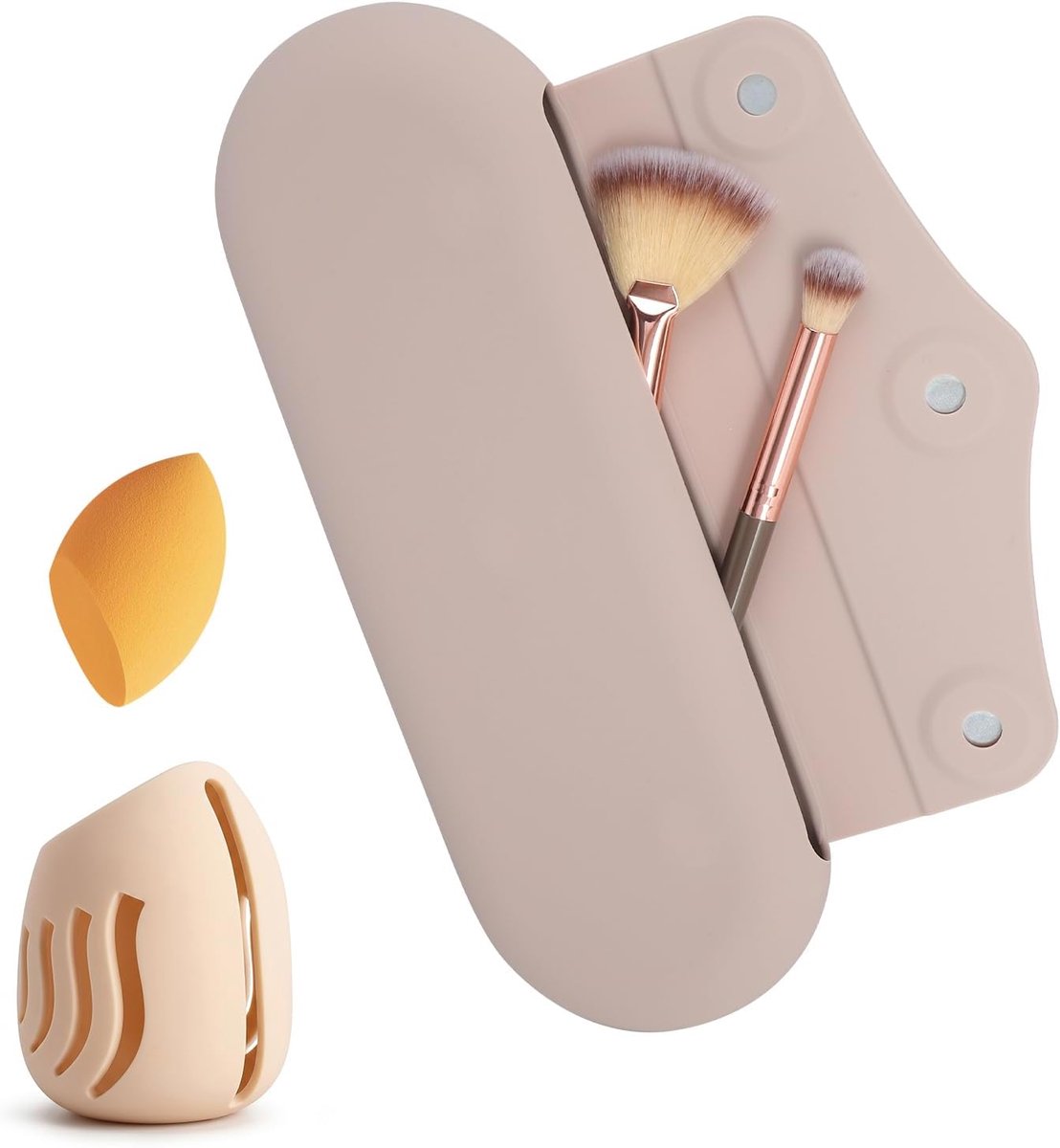 Make-upkwastentas, reisetui met make-up, eieropslag, magnetische penselen, make-uptas, klein, anti-val, waterdicht, zacht, voor op reis, make-uptas, voor vrouwen en meisjes