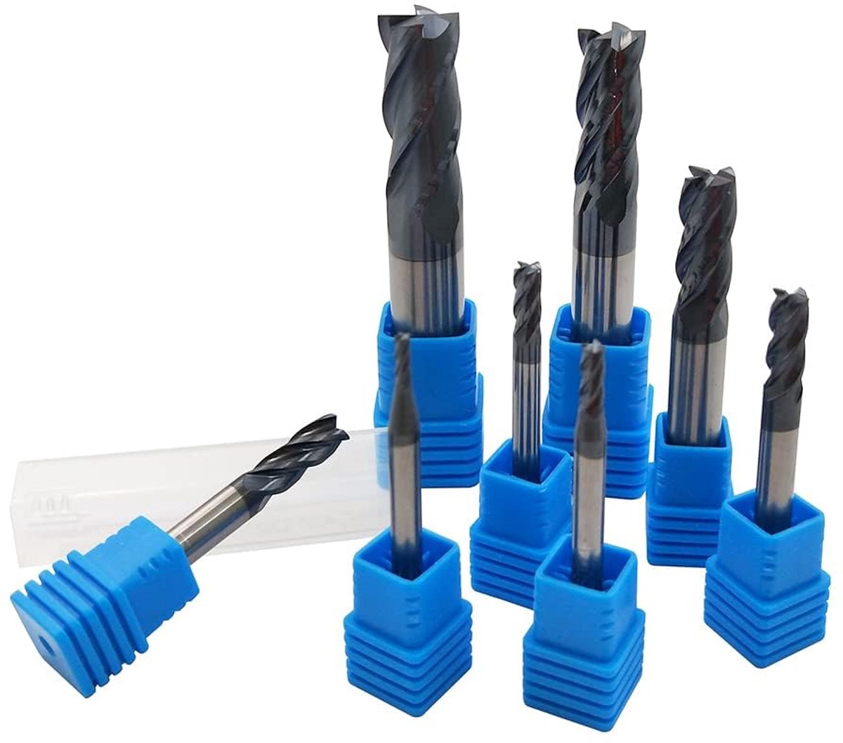 8 stks 2-12mm CNC Vierkante Neus Frezen, Carbide Wolframstaal 4 Fultes Frees, Frezen Roterende Bits Tool Rechte Schacht, Carbide Vierkante End Mil voor Gelegeerd Staal Staal