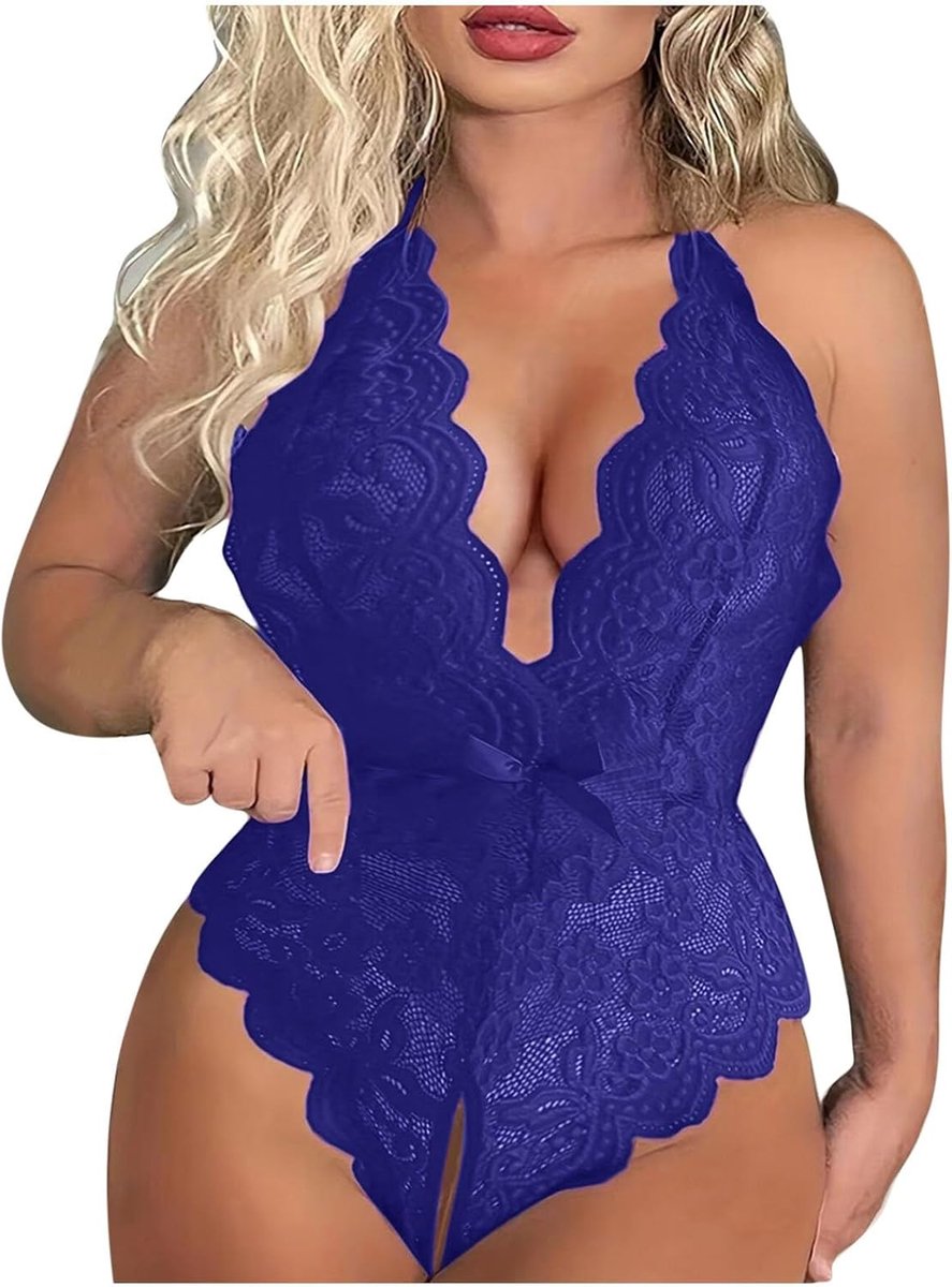 Lingerie voor dames, kant, babydoll, body, set, babydoll, transparant, nachtkleding, satijn, chic, elegant, open rug, V-hals, A104