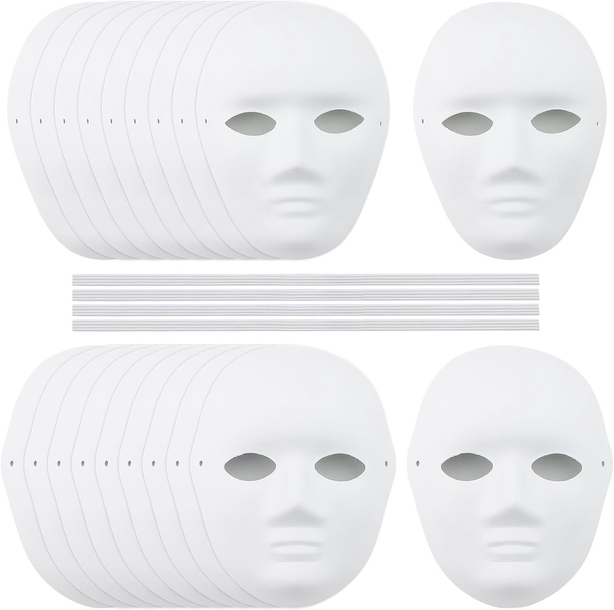 Set van 20 DIY witte papieren maskers, 10 voor mannen en 10 voor vrouwen, schilderbare maskers voor carnaval en cosplay, ideaal voor feesten en creatief gebruik