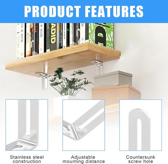 20 stuks hoekverbinders, L-vormige bevestigingshoek voor meubels, 32 x 50 x 19 mm dik, verstelbare hoekverbinders, roestvrij staal, verstelhoek voor versterking van houten meubels, tafels, stoelen — afbeelding 3