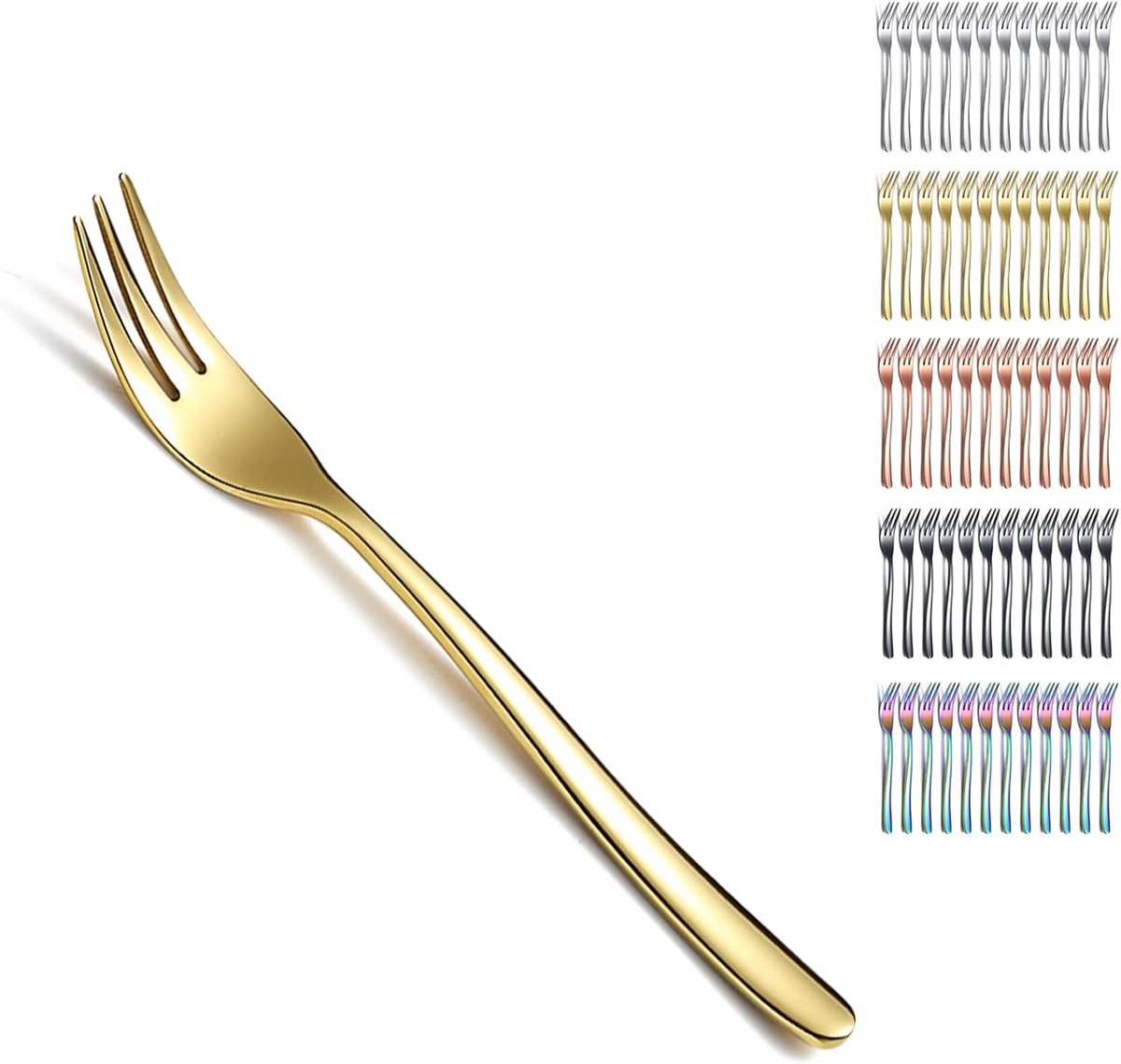 Gouden bestekset - Dessertvorkjes - 15,6 cm - Roestvrij staal - Voor Taart en Gebak