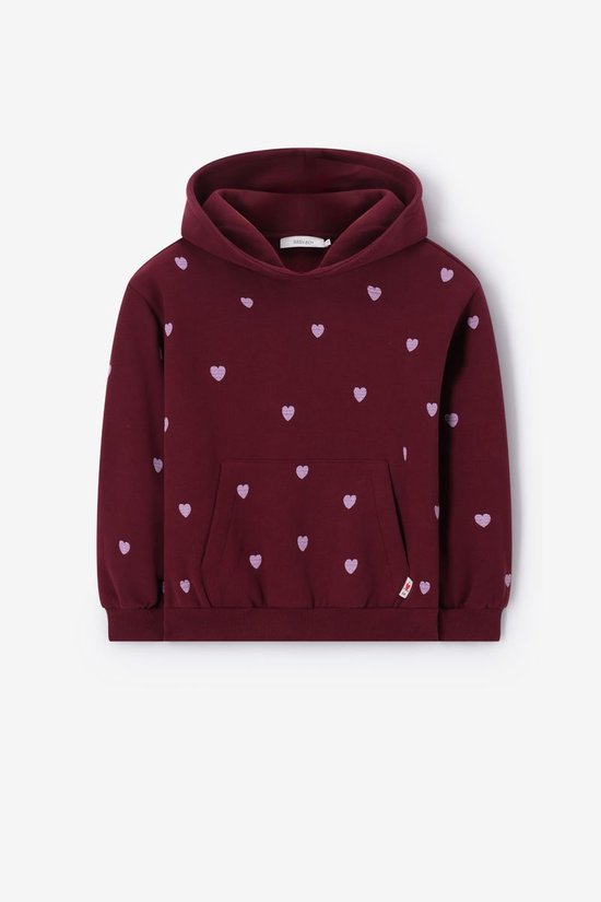 Donkerrode Hoodie Met Hart Embroideries