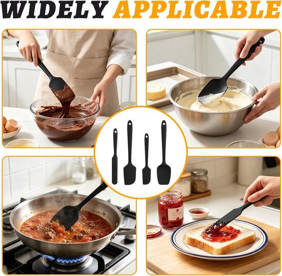 Spatels en keukenspatels van siliconen, flexibel en antiaanbaklaag, voor koken, mengen en etaleren, praktische accessoires voor al je recepten — afbeelding 3
