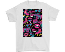 Retro 80s 90s Shirt – WOW! OH! – Speelse Outfit – Unisex T-Shirt voor Dames & Heren – Origineel Cadeau