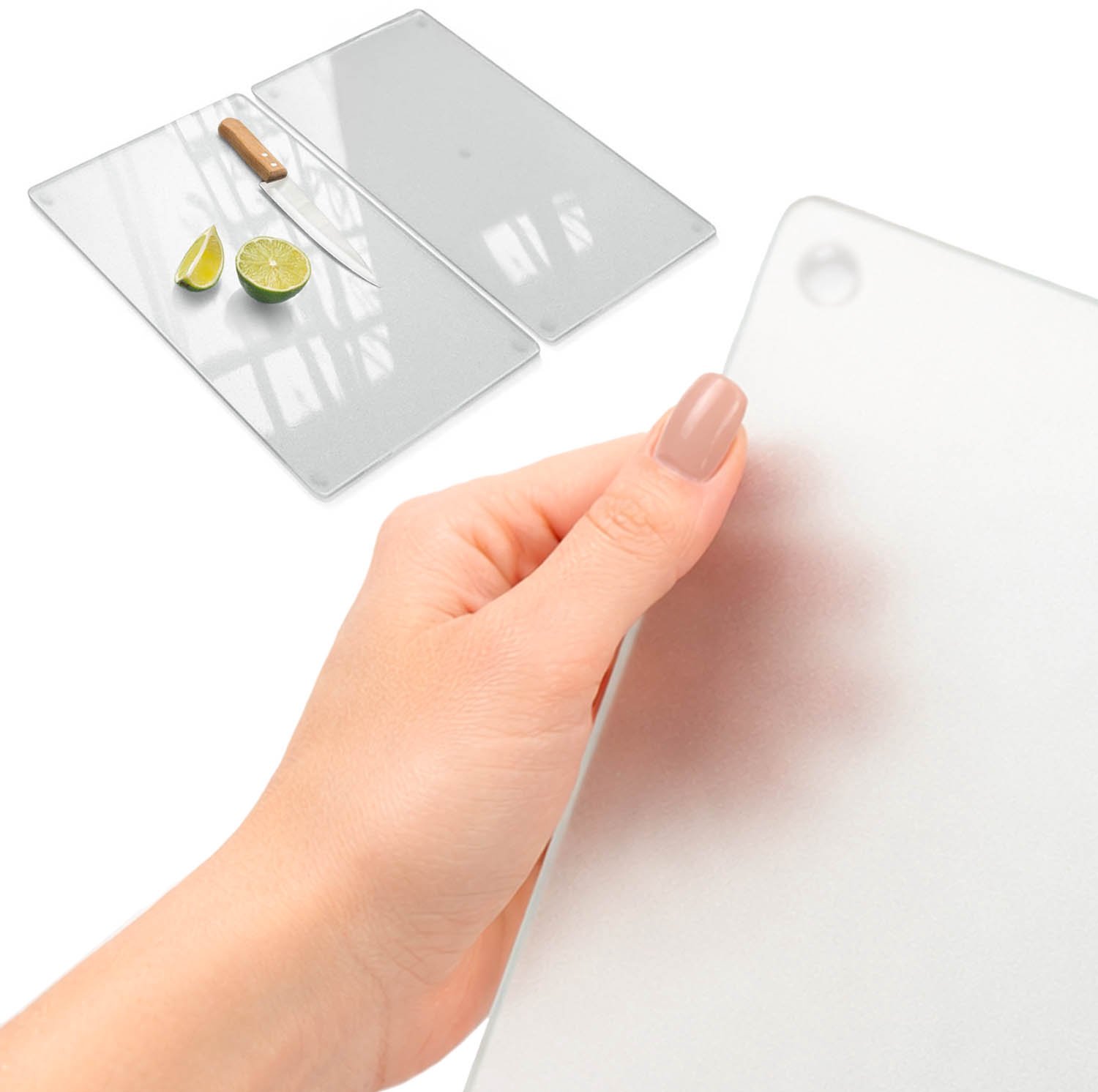 ArtPrintCave - Mat glas Snijplank - 2x30x52 cm - Rechthoek Keuken Snijplank Glas - Glazen Snijplank Voor Keuken - Antislip Keuken Snijplank Glas