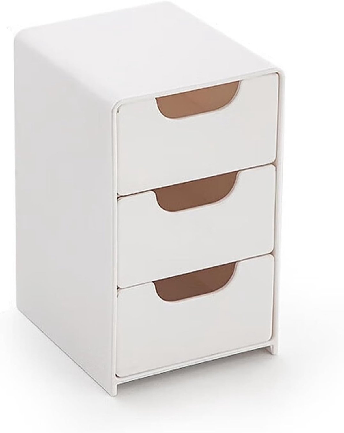 Mini opbergbox - bureau organizer met 3 lades voor sieraden, make-up en kantoorartikelen - kleine opberger voor thuis en kantoor - wit - 9 x 8 x 13 cm - 1 stuks