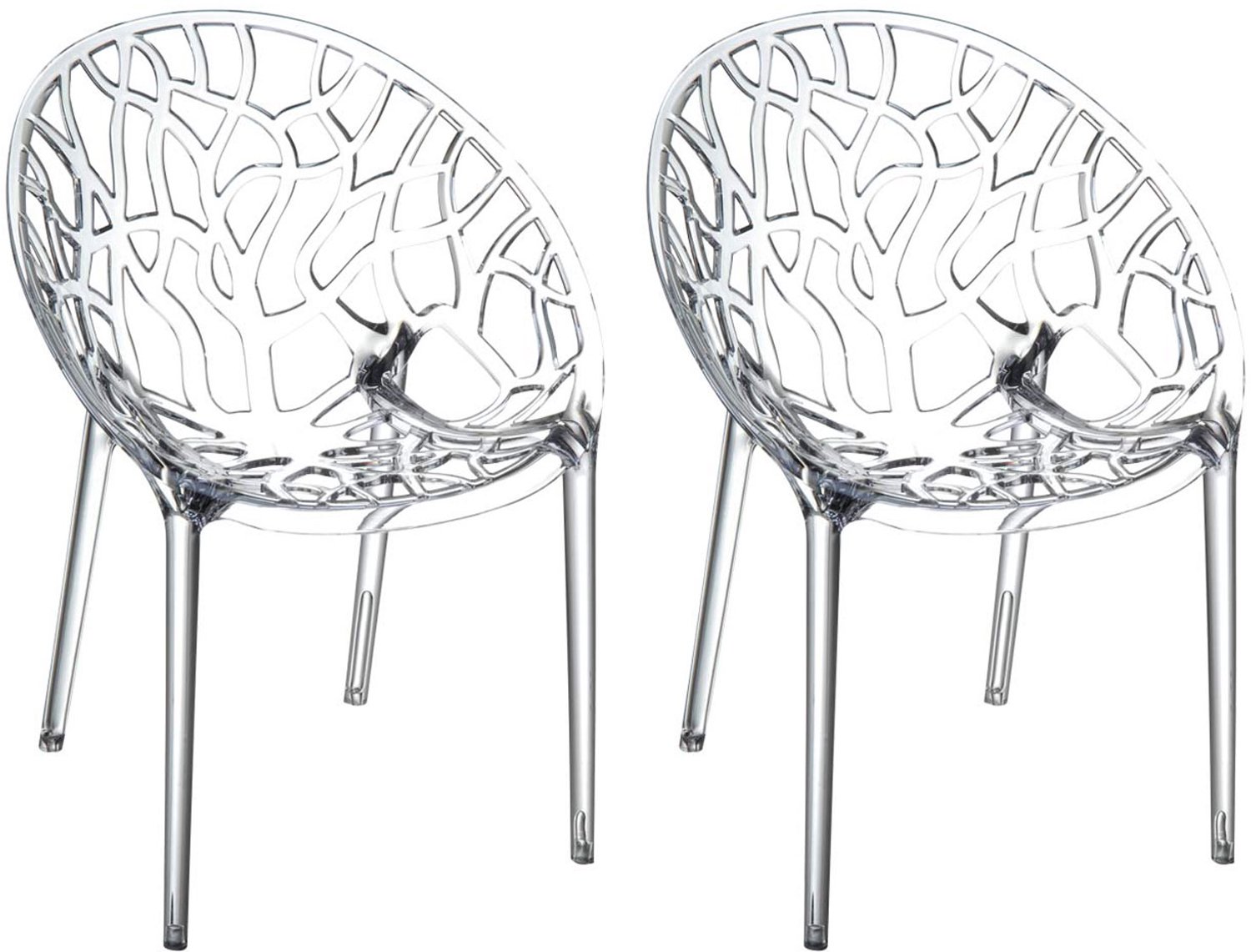 CLP CRYSTAL Tuinstoelen - Set van 2 - Stapelbaar - Polypropyleen - transparant