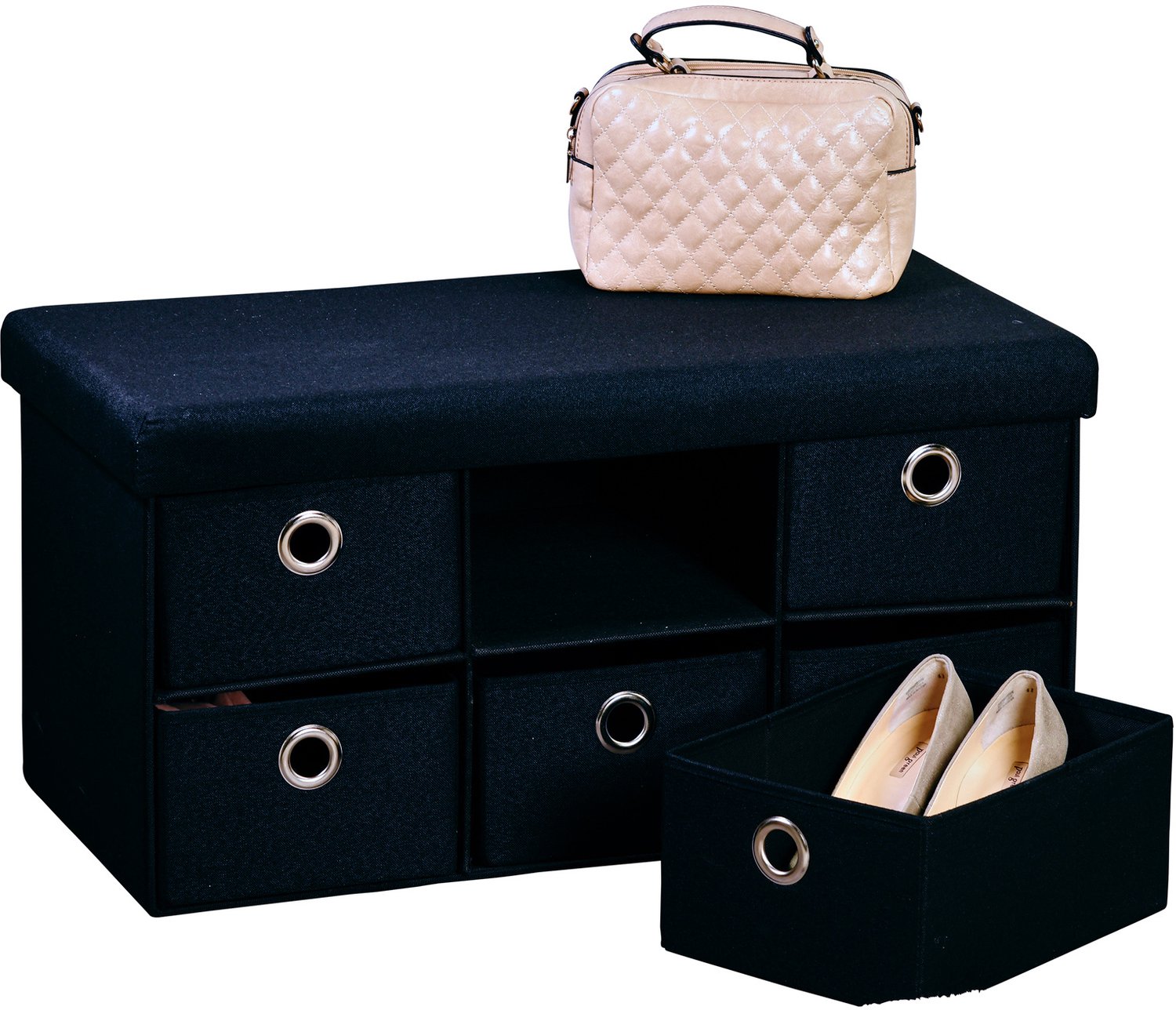 Kesper - Schoenenkast - Halbankje met linnenlook, 6 lades